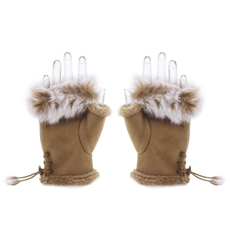 Soft Winter Half Finger Gloves Women Warm Luxury Plush Fingerless Gloves Wrist Mittens Writting