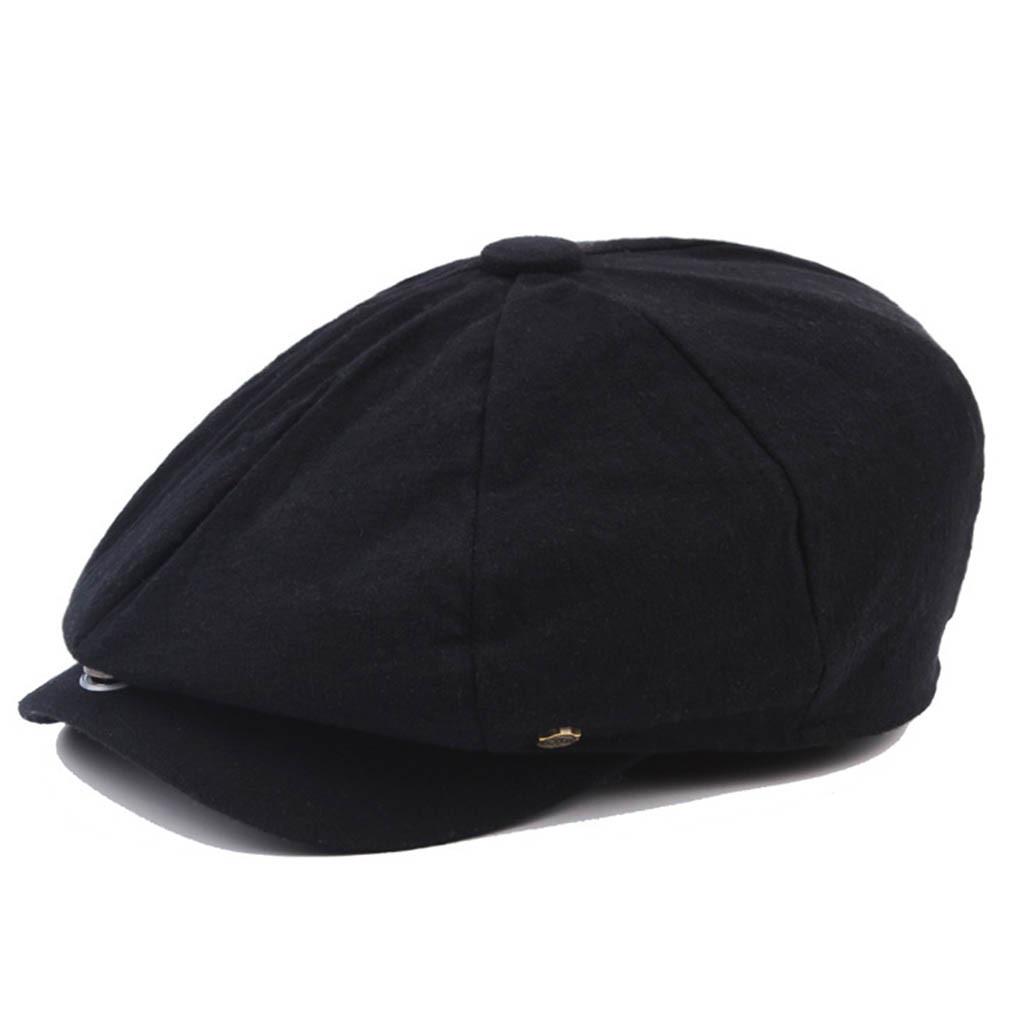 

Осенне-зимняя льняная винтажная шляпа унисекс, модная шляпа художника, однотонный берет чёрный