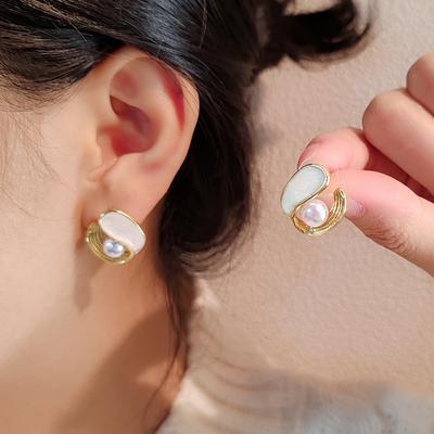 French Retro Pearl Stud Earrings, High-End Drip Glaze, Niche Design Temperament Earrings, Versatile 925 Stud Earrings For Women
