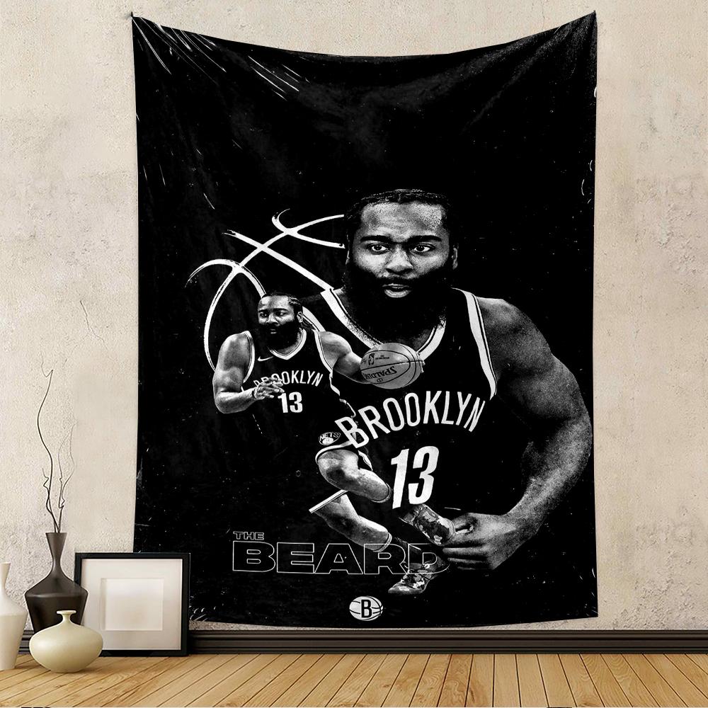"Basketball Star-Themed Black Patterned tapestry for bedroom and living room home decor"