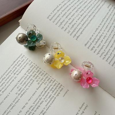 Korean New Arrival Acrylic Flower-Encrusted Diamond Mini Hair Clip, Mini Size, Sweet and Cute for Teenage Girls