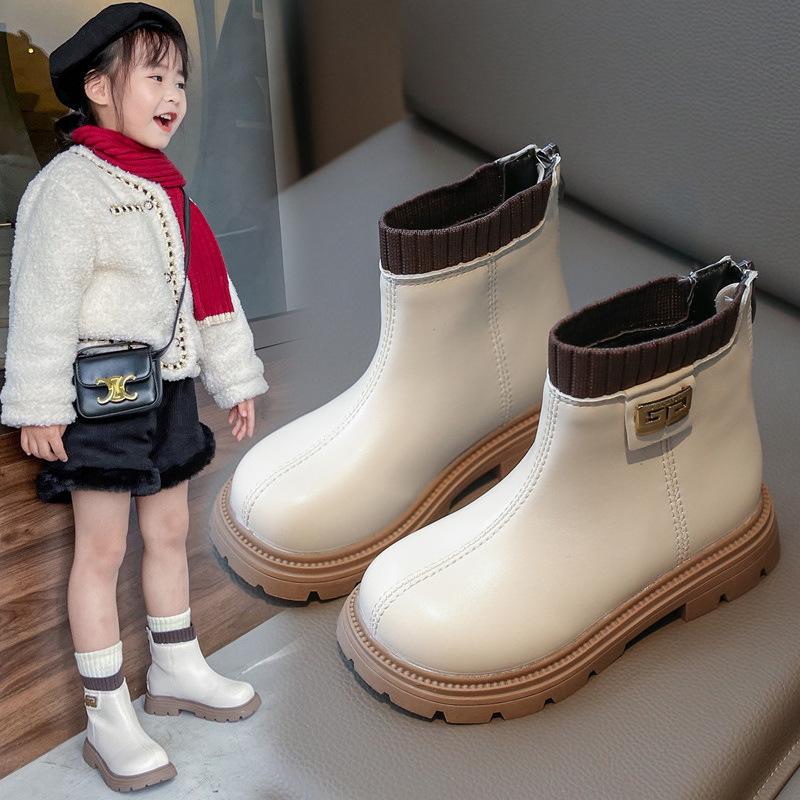 Dívčí kozačky Dětská obuv Podzim Zima Dívčí krátké kozačky Sametové Teplé Středně dlouhé kozačky Dívčí kozačky Dívčí boty Botas