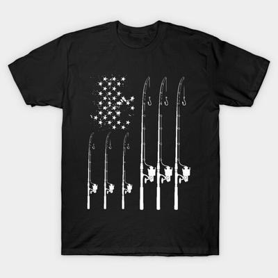 Fishing Rod Reel American Flag Patriotic Outdoor‑Angler‑Meme Unisex T‑Shirt