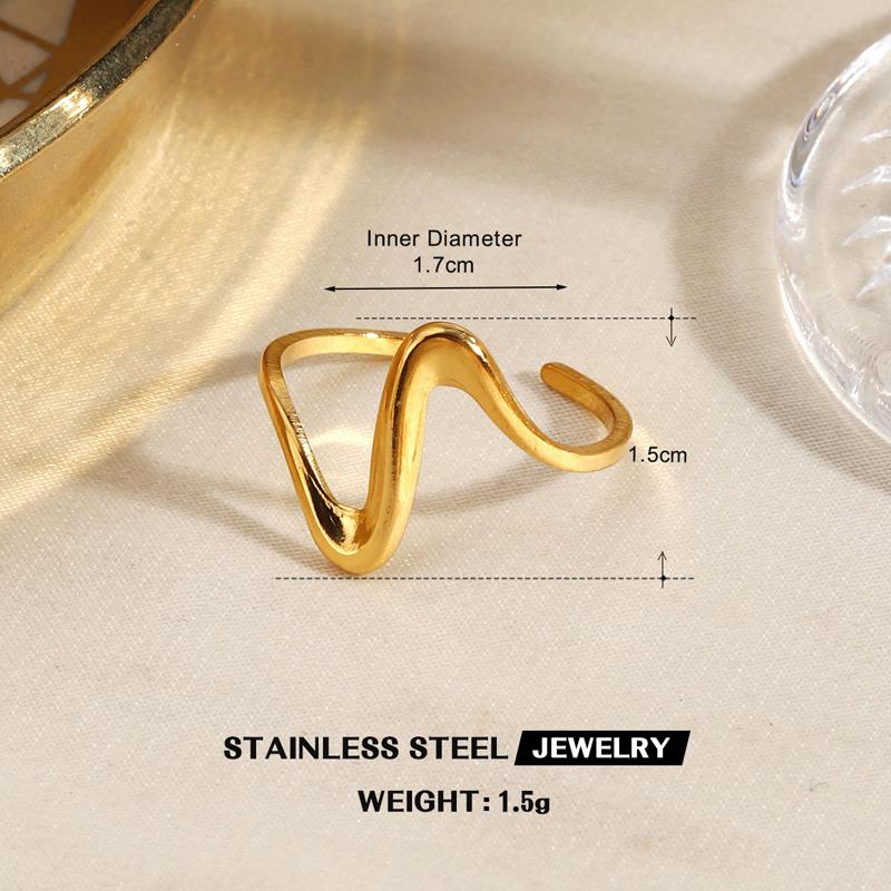 Stainless Steel Geometric Open Ring for Women Delicate Irregular Leaf Heart Wing Spiral Ring Casual Retro Versatile Jewelry Gift