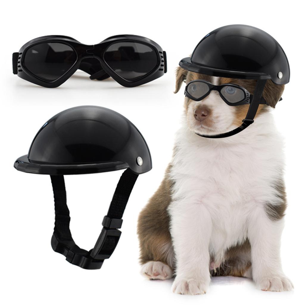 Pet Helmet Black Fall Resistant Dog Cat Motorcycle Helmet for Outdoor