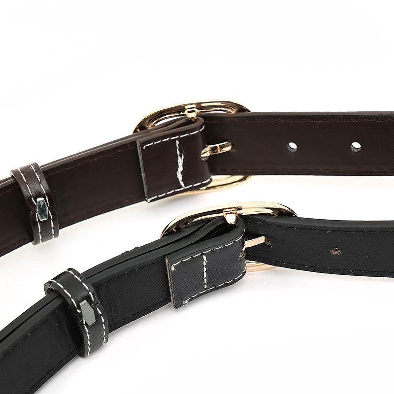 Pants Partner Simple and Versatile Belt White Thread Gold Buckle Women's New Belt Gold Korean A7 College Style