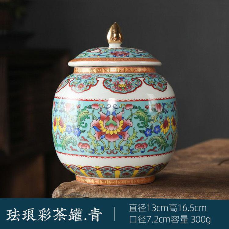 Classical Ceramic Tea Pot Painted Pattern Sealed Storage Tank Home Porcelain Candy Nuts Coffee Beans Storage Bottle Home Decor