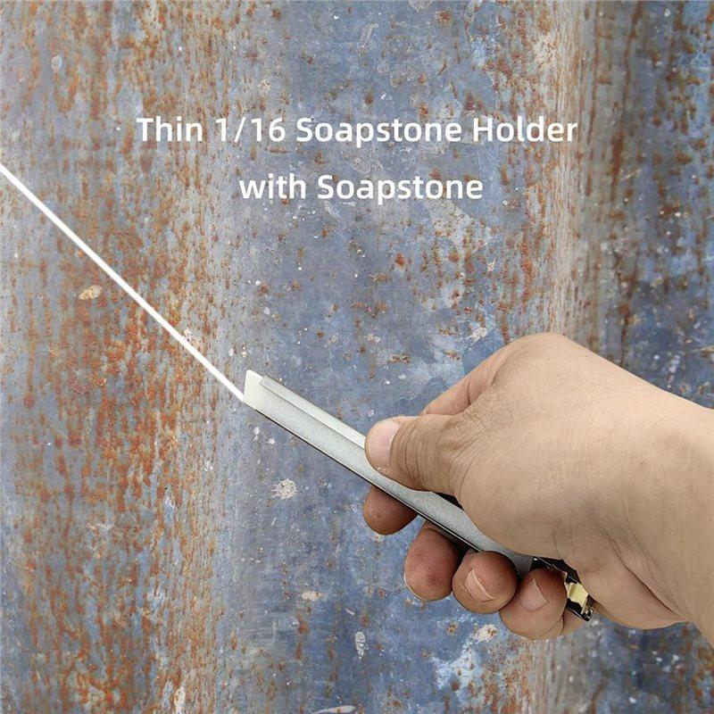 ABBP-Thin Flat Soapstone Holder 2Pcs, For Marking On Steel, For Welding And Welders, Includes 22Pcs Refills 1/16"