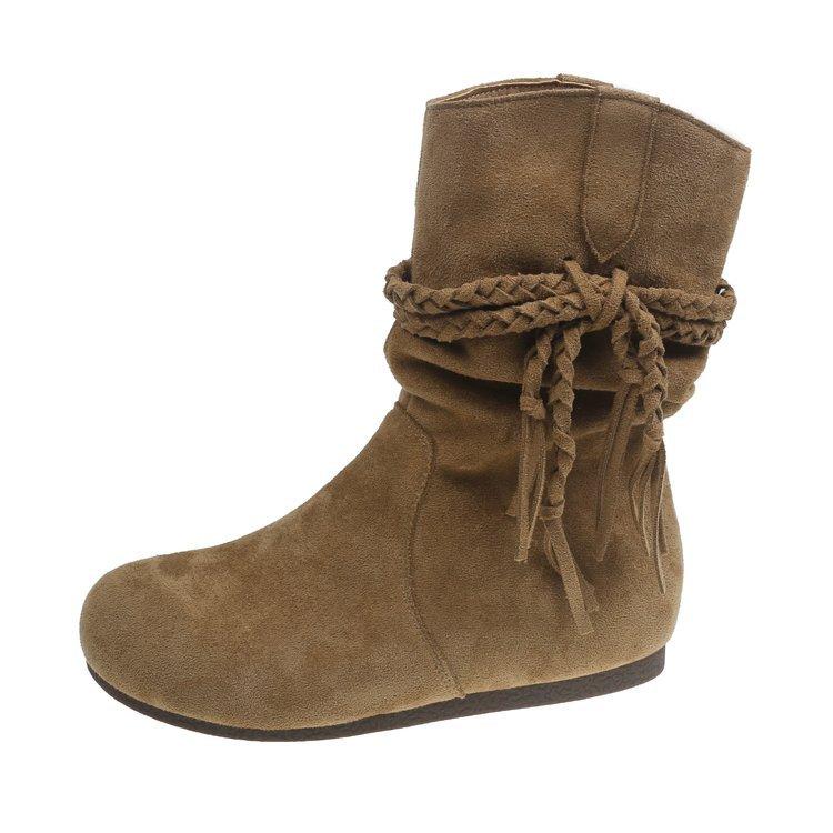 Short boots women's 2025 new autumn retro versatile fringed straps comfortable and thin brown popular casual short boots