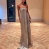 Luxuriöses Damen-Korsett Party-Cocktailkleid Sexy Schulterfrei Träger Falten Schlitz Gast Promi Langes Kleid Promi-Ballkleid