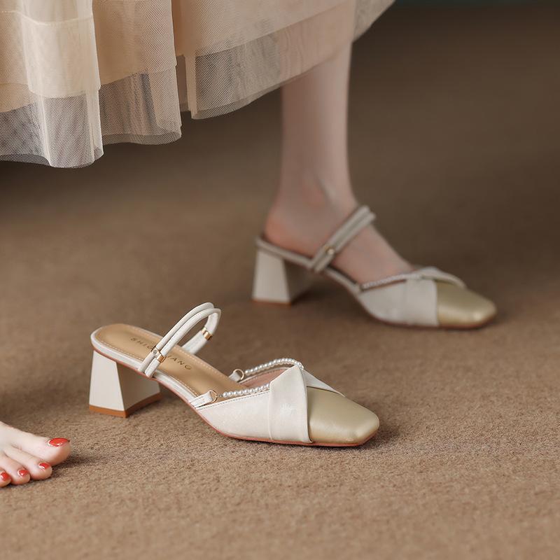 3361-2 Chinese style bag head half drag sandals women's outer wear 2025 summer new two wear cool slippers