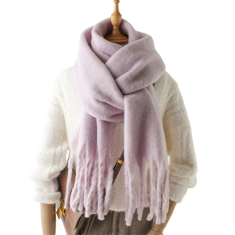 Long Tassels Neckerchief Solid Color Scarf Lightweight Yet Warm Headscarf Shawl For Casual or Formal Wear Daily