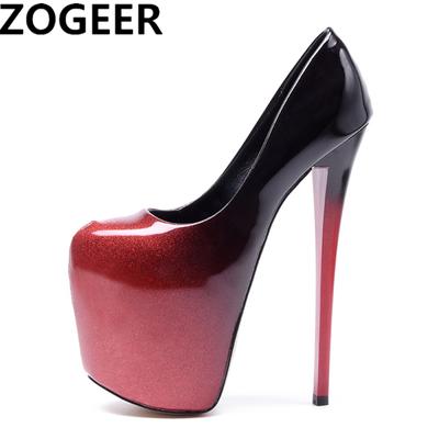 Mode Sexy Frauen Pumps Schuhe 19cm Extreme High Heels Plattform Designer Lackleder Stiletto Hochzeit Party Tanzschuhe Große Größe 50