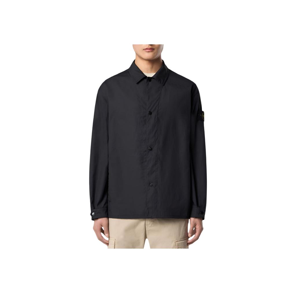 STONE ISLAND Logo Polo Hemd mit Knöpfen Langarm Herrenhemden Schwarz K1S1512000-13S0011-V0029