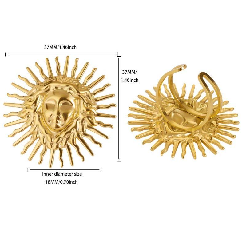 Übertriebener Edelstahlring Premium Hammer Seestern Sonne Opal Verstellbarer Ring Titanstahlring