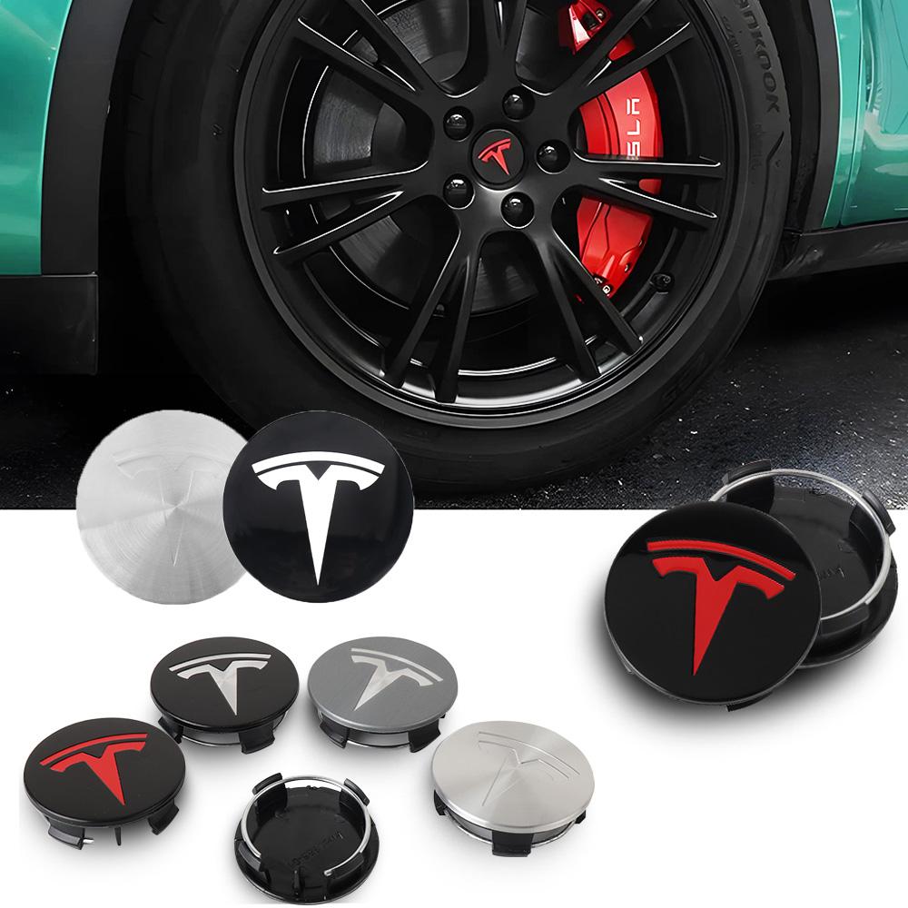 4Pcs 56mm 3D Car Accessories Car Wheel Center Hub Cap Auto Emblem Wheel Hub Caps For Tesla Model 3 Model S Model X Model Y 2020