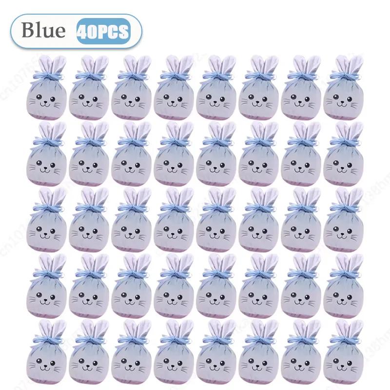1-40 Stück Hasentüten mit Hasenohren Weiche Samt-Geschenktüten Niedliches Hasenlächeln Perfekt für Zucker Süßigkeiten Osterdekoration und Geschenkverpackung