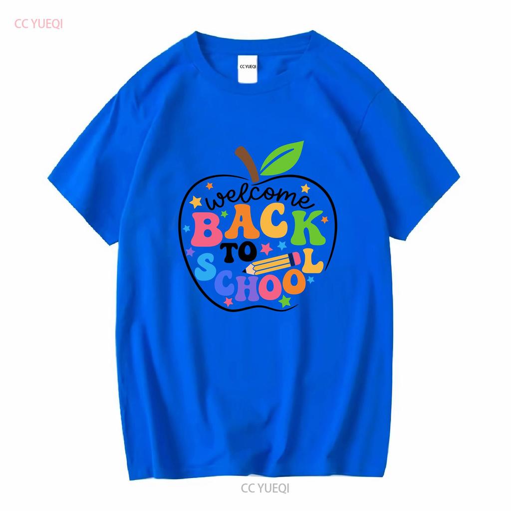 Welcome Back To School T Shirt Cute Teacher First Day Of For Long Or Short Sleeves Vintage Washed Homme Stretched Streetwear
