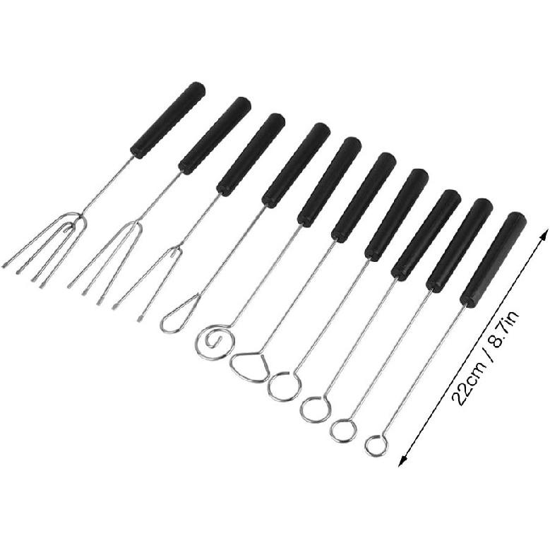 Set of 10 Stainless Steel Split Chocolate Forks Hot Pot DIY Decorative Tools Pralines and Trüffel