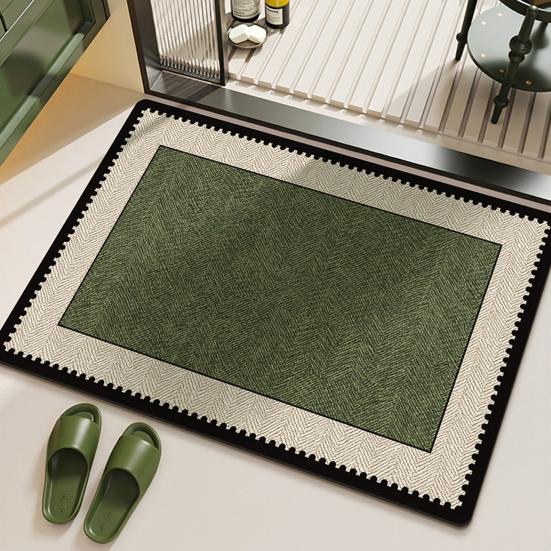 Bathroom Door Mat Super Absorbent Bath Mat Retro Bathroom Rug with Anti-Slip Bottom Diatomaceous