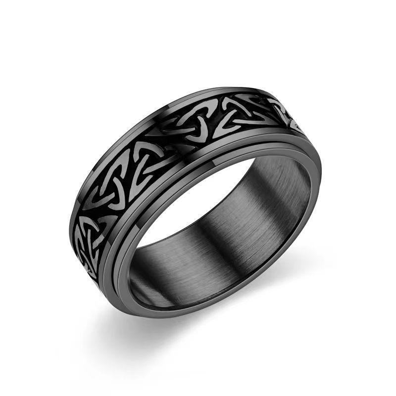 

Мужское декомпрессионное вращающееся кольцо Nordic Celtic Knot из титановой стали Size 12 чёрный