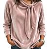 Velvet Top For Women With Pure Color Design And Round Neck For Christmas Casual Wear