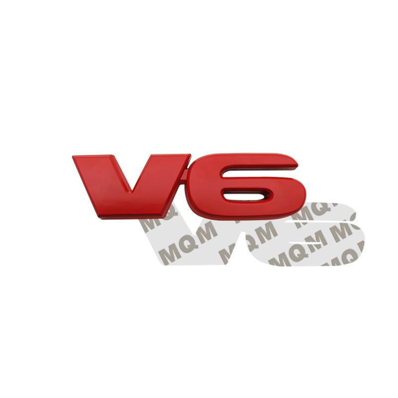 Car Accessories Metal Grille Emblem Rear Trunk Body V6 Badge Sticker For Mazda Ford Toyota Honda Suzuki JEEP Chevrolet SUV