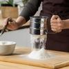 Stainless Steel Double-layer Fine Mesh Flour Sifter, Equipped with a Push-button Crank Design, Easily Shakes Powdered Sugar, Cocoa Powder