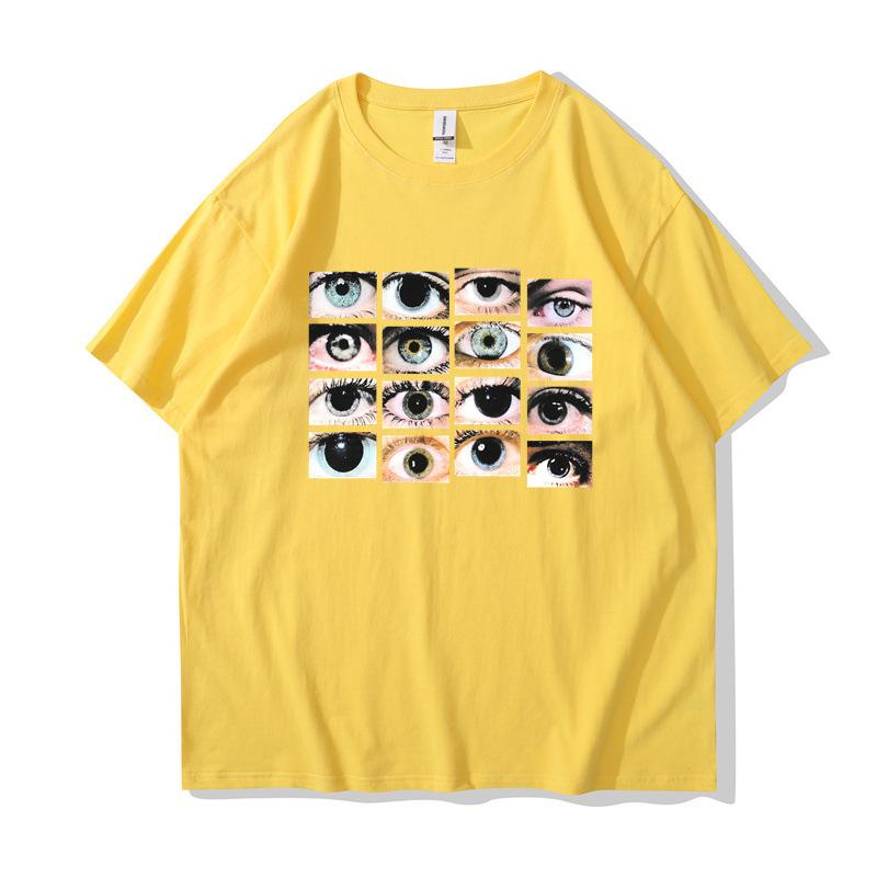 Augenmuster, personalisiertes Rundhals-T-Shirt im Harajuku-Stil, 2D-Druck, Unisex-T-Shirts für Herren und Damen
