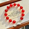 10Mm High Quality Pigeon Blood Red Vitreous Natural Chalcedony Bracelet Bracelet