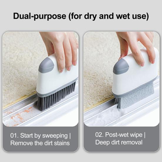 2-in-1 Window Slot Cleaning Brush Portable Door Groove Hair Grip Brushes Tight Gap Cleaner Brush for Household Deep Cleaning