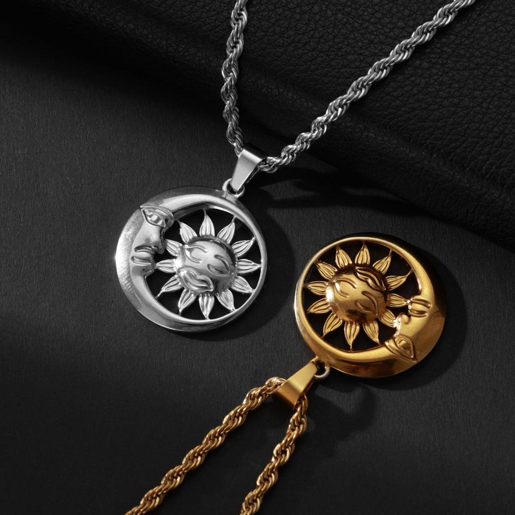Pendant Sun Moon Star Round Accessories Versatile Jewelry Necklace