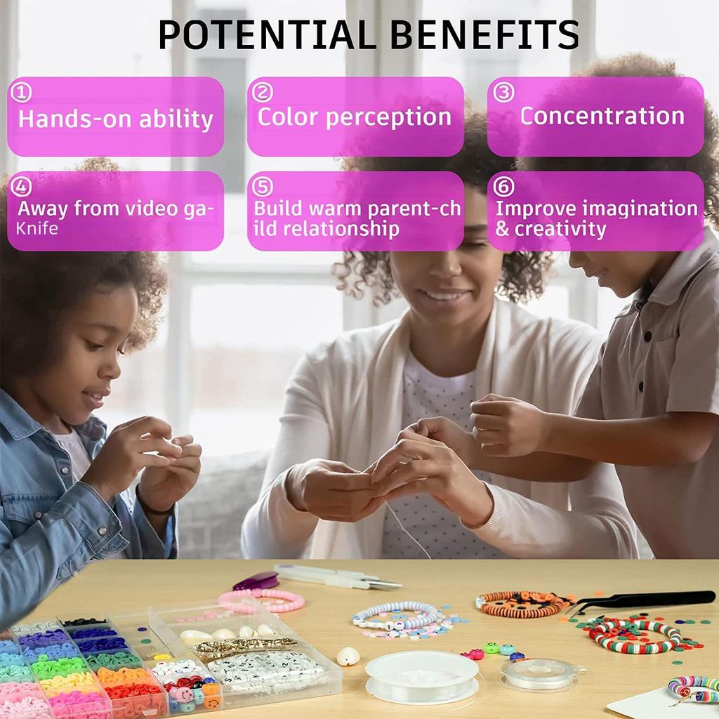 Set de bijuterii DIY cu margele din argilă moale realizat manual - 28 de grile