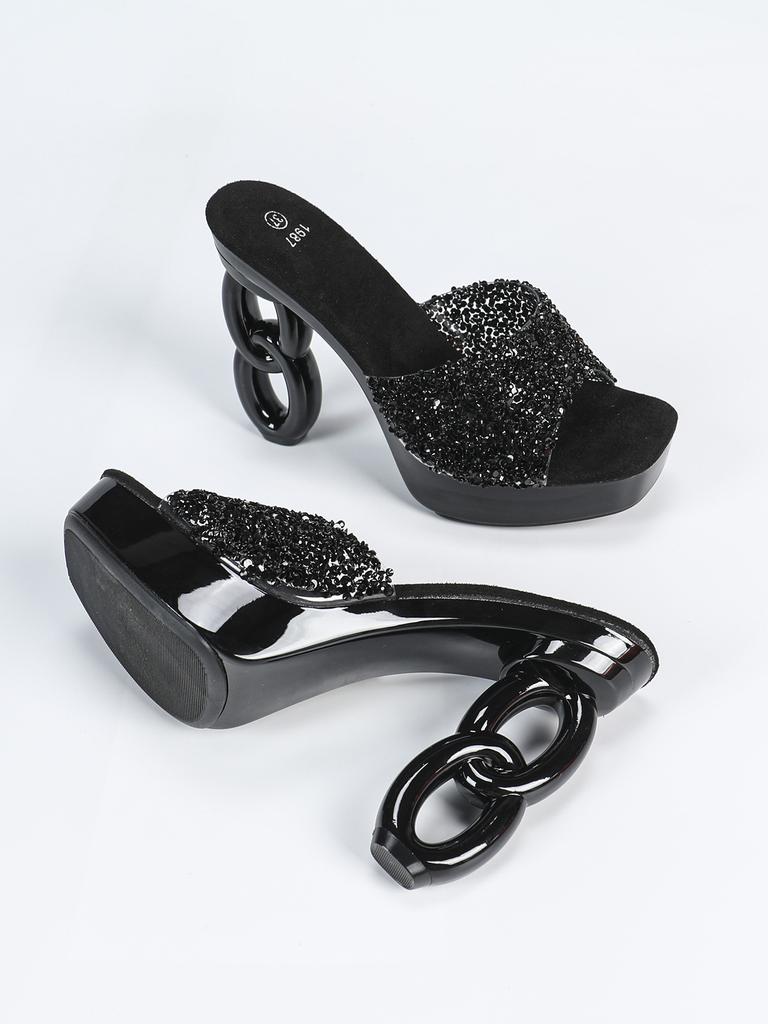 2025 neue 12CM Mode Hochzeit Sexy Auto Modell Transparent Nachtclub Kristall Quadratischen Kopf Nicht-slip Hausschuhe LFD-1988-Q8