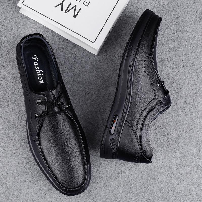 Trendy Brand Men's Oxford Shoes Lightweight Lace Up Loafers Men's Genuine Leather Work Shoes Versatile Style Free Delivery