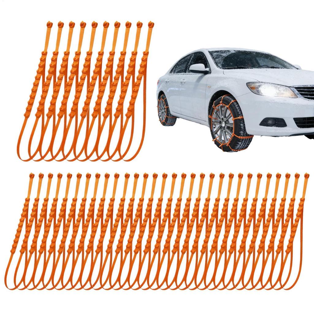 Zip Tie Tire Chains 40 Pieces Non-Slip Wheel Snow Chains Winter Traction Tire Belt for Winter Ice Muddy Roads Vehicles Trucks