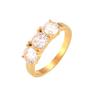 Elegant French Minimalist Gold-Plated Titanium Ring Set with Cubic Zirconia