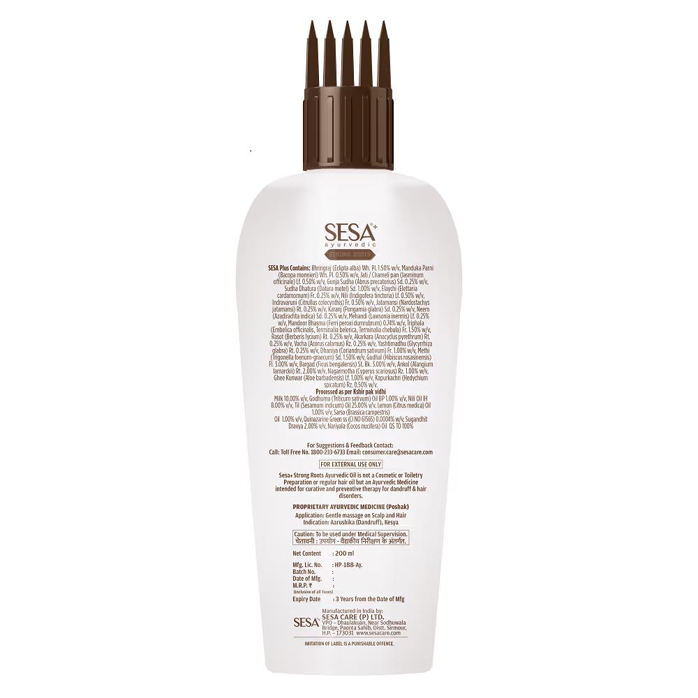SESA Ayurvedic Strong Roots Oil With 26 Herbs & 6 Oils - Pour le contrôle de la chute des cheveux et la croissance des cheveux (200ml)