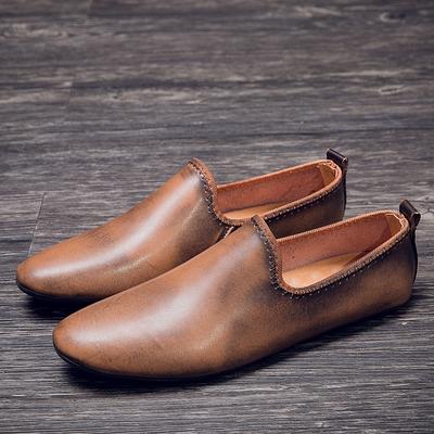 Fashion High Quality Men Walking Flats Simple Soft Bottom Designer Lazy Shoe Casual Leather Light Driving Loafers Antiskid Business Shoe