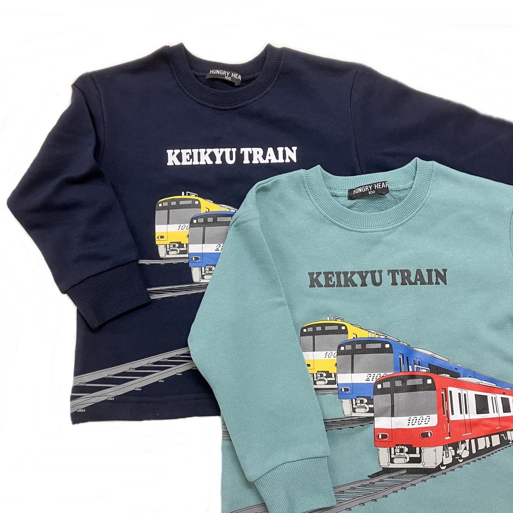 Kiejun Keikyu Railway Kids' Sweatshirt, Featuring Trains, 2100 and 1000 Series Trains, Railroad Crossings, and Keikyu Trains. Long-sleeved, Suitable F