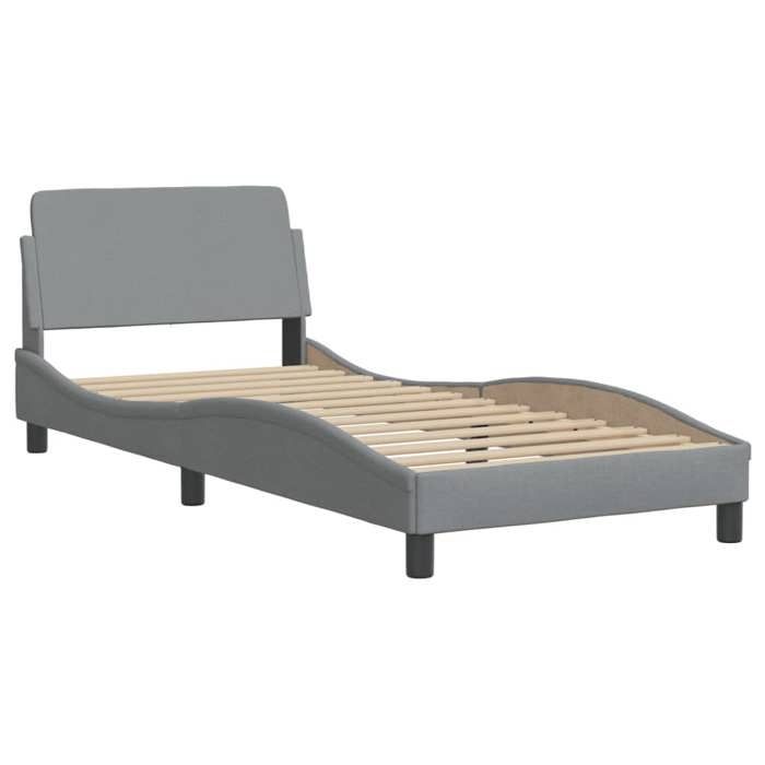 VidaXL Bed Frames with Headboard, Upholstered Bed with Slatted Base, Single Bed with Feet, Adult Bedroom Bed, Grey 373065