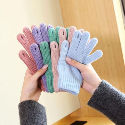 Korean Version of Autumn and Winter Women's Solid-color Knitted Gloves Are Cold-proof and Warm, and Can Be Cycled with Bare Fingers and Fashionable 