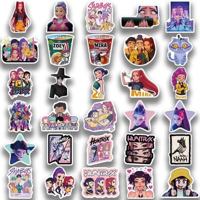 60 PCS Kpop Demon Hunters Cartoon Stickers,Water Bottle Stickers Waterproof Decals Movie Anime Stickers for Laptop Journal Skateboard Guitar Luggage