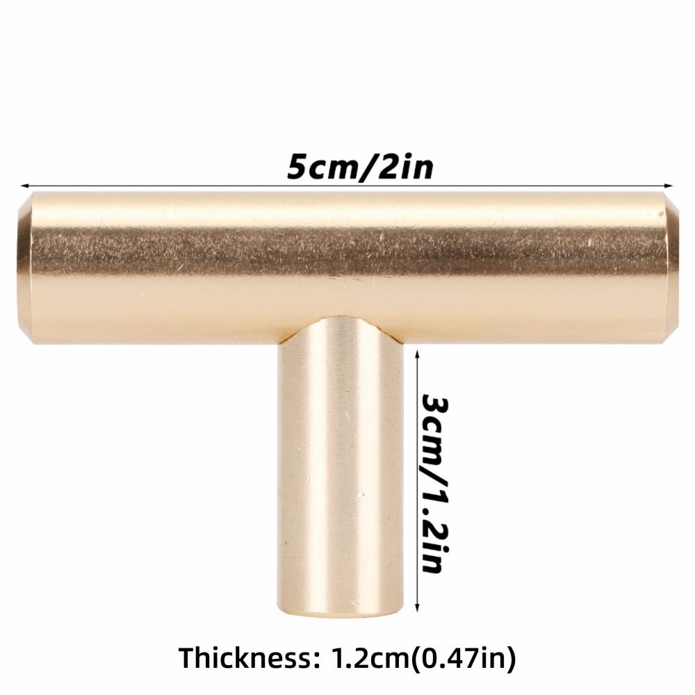 6pcs Modern Gold Cabinet Pulls Stainless Steel T Shaped Bar Drawer Pulls Door Handles Kitchen