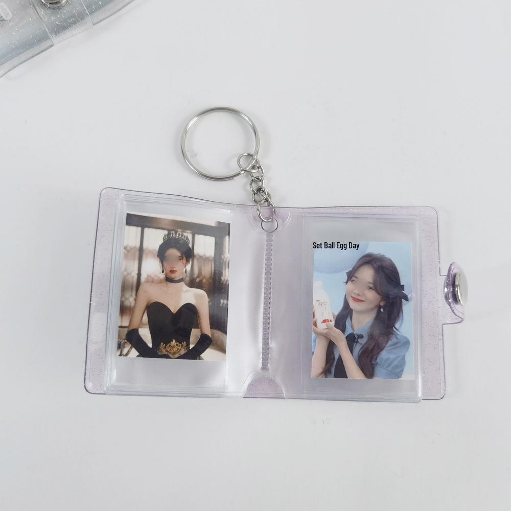 Mini 1-2 Inch Photo Album with Keychain and Stickers for Children's Memories