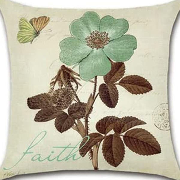 Retro Plant Floral Print Linen Pillow Case Home Living Room Sofa Car Cushion Pillow