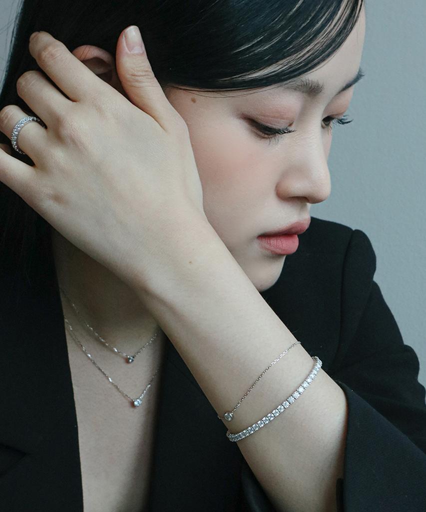 Smgt Silver925 Bezel Cubic Chain Bracelet
