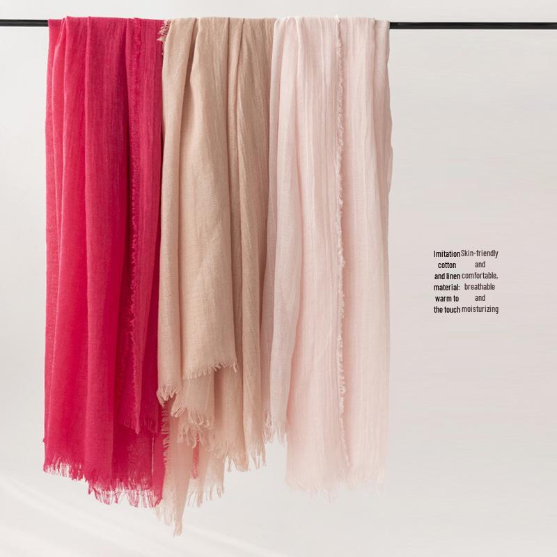 Women's High-End Summer Sun Protection Scarf - Imitation Cotton Linen Texture, Silk Blend Shawl & Headscarf