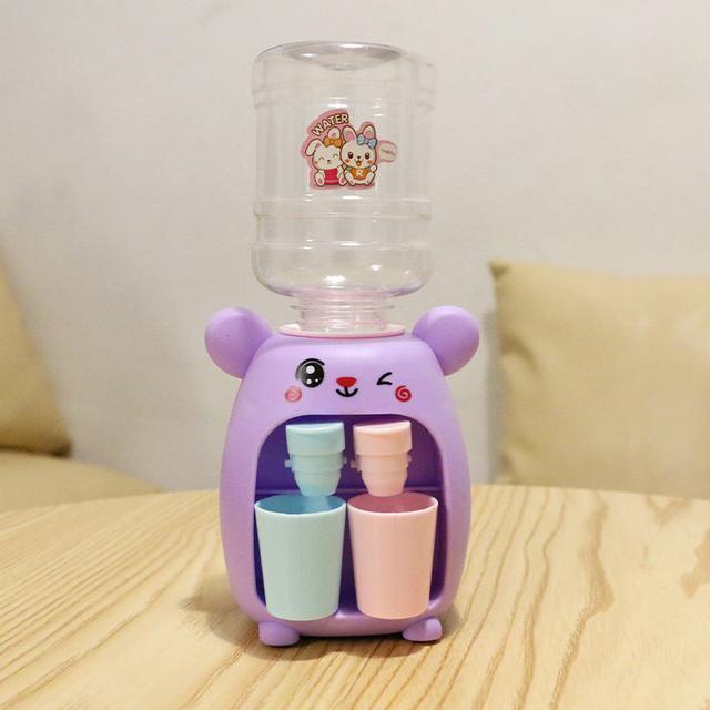 Children'S Dual Mini Water Dispenser Toy With Cute Cup Kids Gift Water Juice Milk Drinking Simulation Cartoon Pig Kitchen Toy
