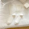 Female Spring and Autumn Lovely Lace Edge Princess Wind White Medium Tube Cotton Socks